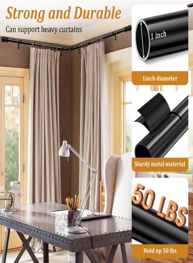HOSKO 2PCS Corner Curtain Rod for Windows 30 to 136 Inches, 1 Inch Diameter Adjustable L Shaped Curtain Rod for Corner Window - Image 4